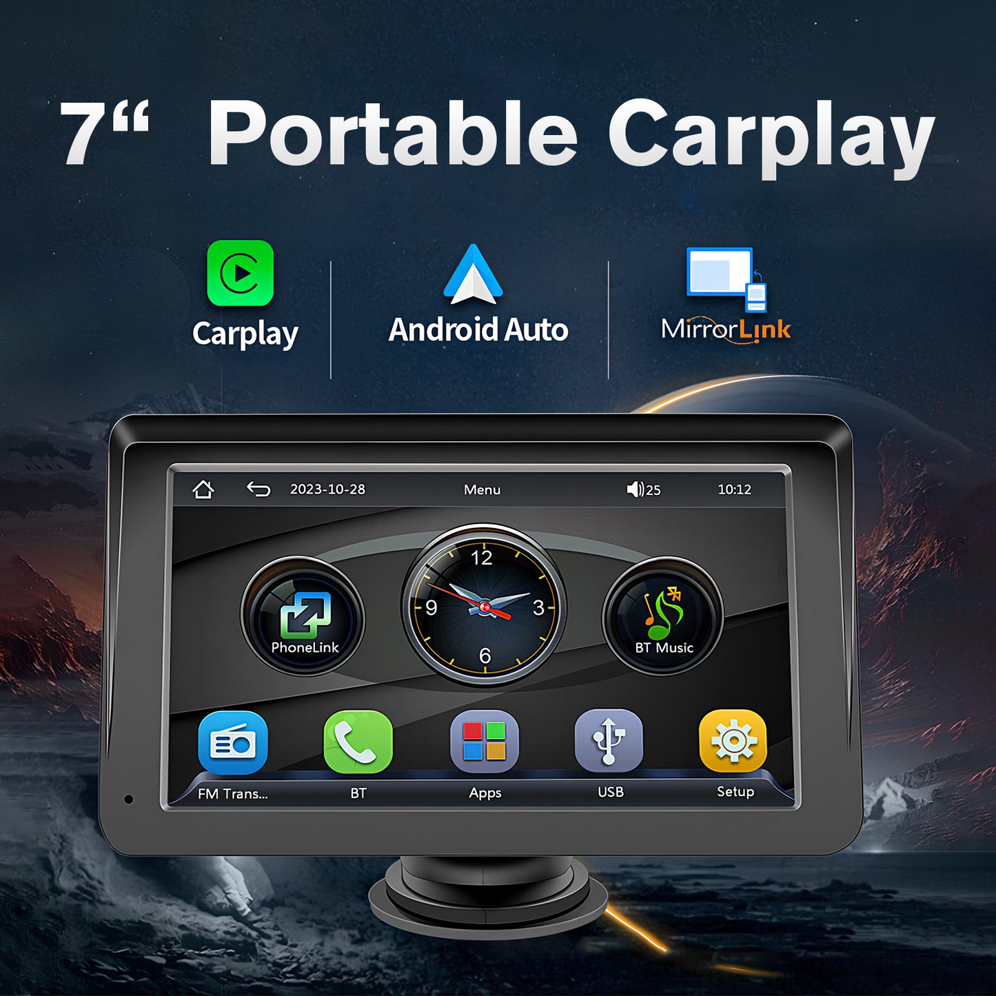 Portable Car Stereo Wireless CarPlay & Android Auto, Car Radio 7 inch Touchscreen, Bluetooth5.0, Mirror Link, Maps Navigation, Voice Control, AUX Cable Vehicles